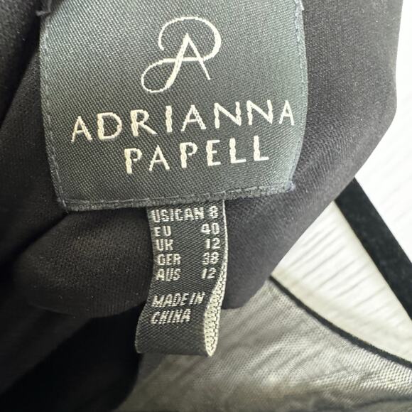 Adrianna Papell Metallic Draped V-Neck Evening Gown - Ruched Formal Dress Size 8 - Picture 9 of 13